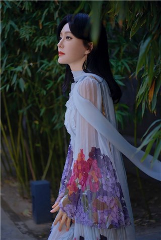 秦岚油画仙女裙现身活动 漫步深秋时节尽显优雅气质