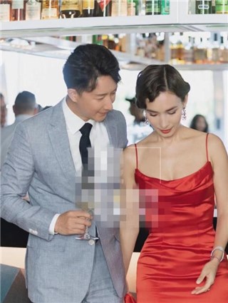 韩庚卢靖姗婚礼欢迎晚宴   新娘子身穿细肩红裙性感美艳