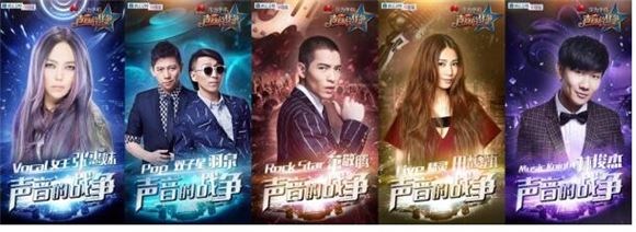 图2:张惠妹、羽泉、萧敬腾、田馥甄、林俊杰组成最强导师团