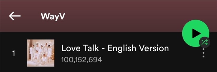 威神V《Love Talk》在Spotify流媒体播放量突破1亿，首个破亿中国组合！