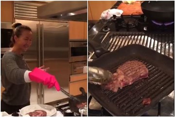 李玟为女儿煎牛排 网友大赞超暖後母
