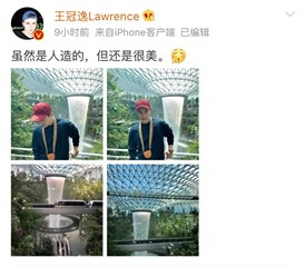 王冠逸微博晒游客照帅气十足 网友纷纷为“失踪人口”回归打call