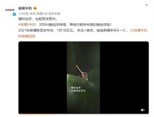 确认加持300Hz触控采样率，荣耀V40将带来电竞级操作体验！